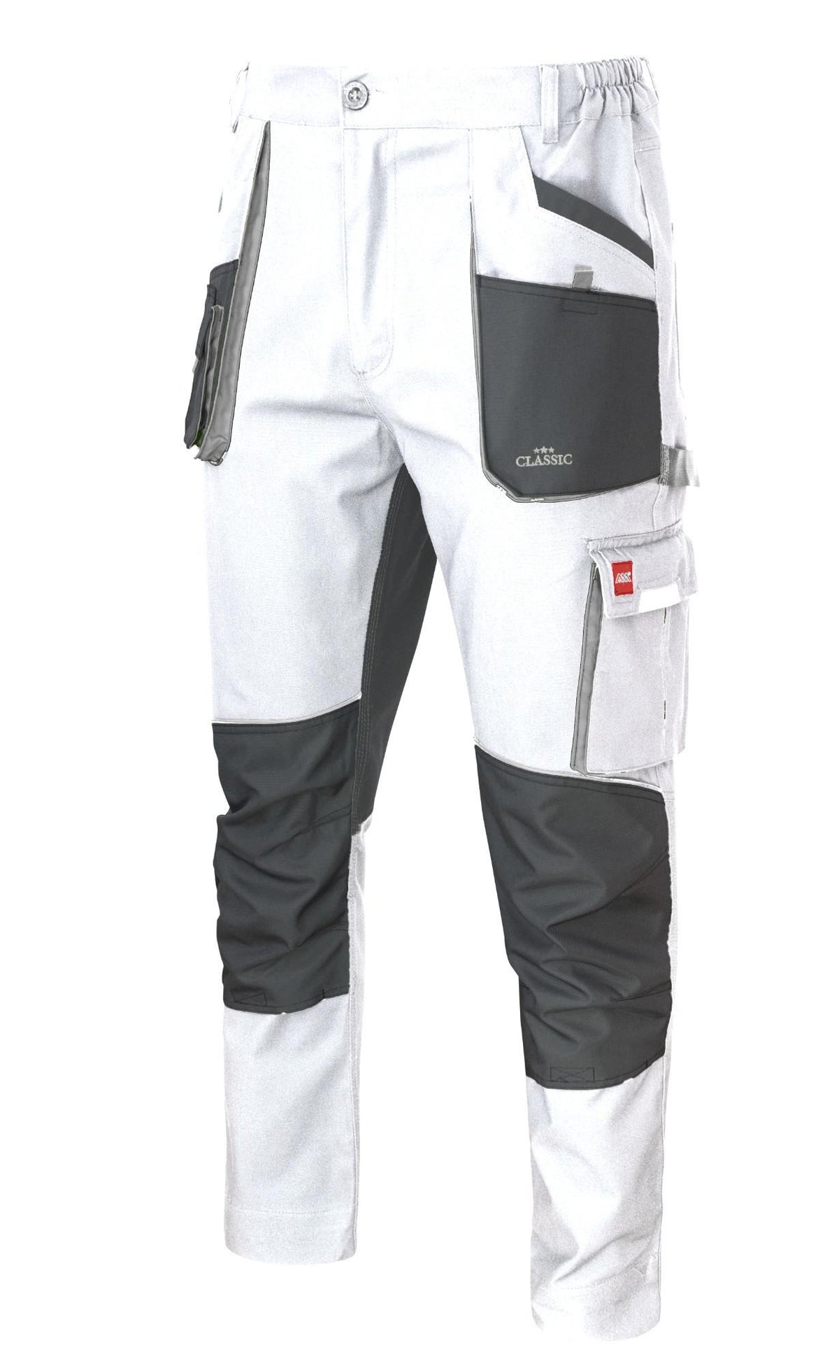 Bílé pracovní strečové kalhoty Classic Stretch Slim