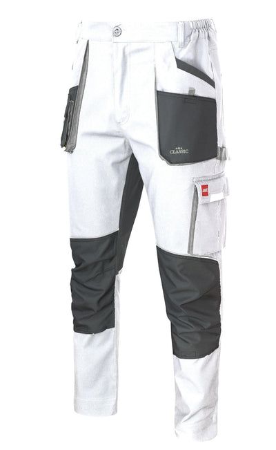 Bílé pracovní strečové kalhoty Classic Stretch Slim