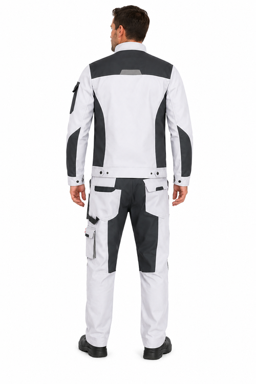 Bílý pracovní strečový komplet kalhoty + bunda Classic Stretch za zvýhodněnou cenu